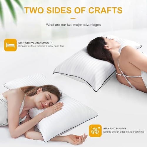 9villa Hotel Collection Fiber Pillows for Sleeping Soft, Cooling, Luxury Microfiiber Pillow for Neck Pain Relief Suitable, Stomach or Side Sleepers (Standard Size, 27x17 Inches) Set of 4 - Image 3