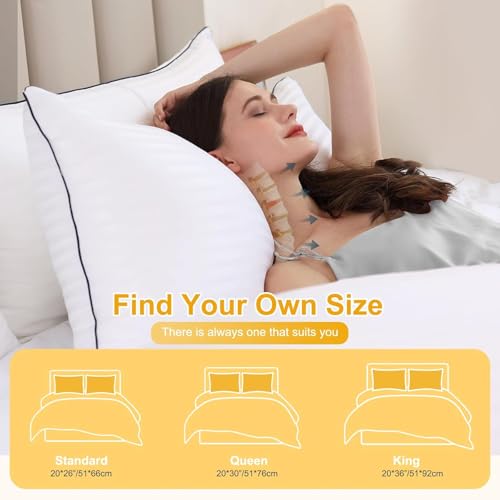 9villa Hotel Collection Fiber Pillows for Sleeping Soft, Cooling, Luxury Microfiiber Pillow for Neck Pain Relief Suitable, Stomach or Side Sleepers (Standard Size, 27x17 Inches) Set of 4 - Image 5