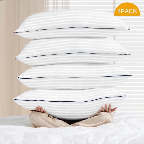 9villa Hotel Collection Fiber Pillows for Sleeping Soft, Cooling, Luxury Microfiiber Pillow for Neck Pain Relief Suitable, Stomach or Side Sleepers (Standard Size, 27x17 Inches) Set of 4 - Image 2