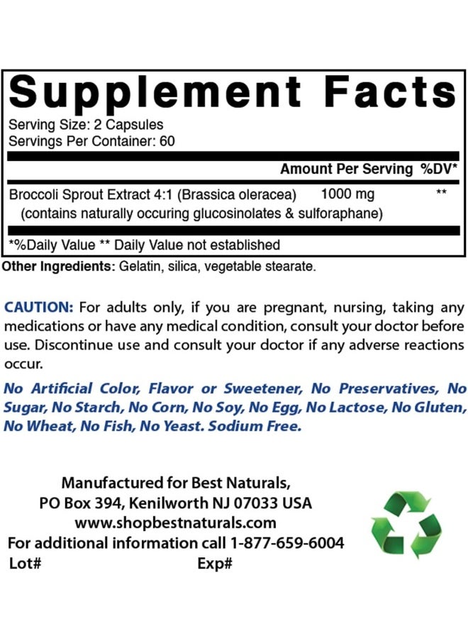 Best Naturals Broccoli Sprouts Extract, 1000 Mg, 120 Count  - Image 2