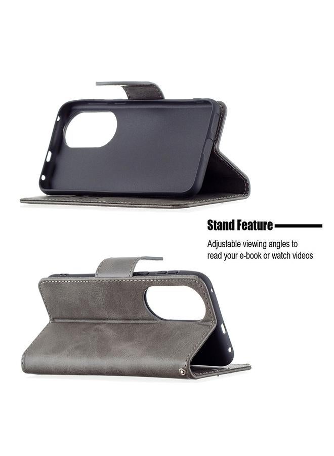 S-TOP Case For Huawei P50 Retro Lambskin Texture Pure Color Horizontal Flip PU Leather Case with Holder & Card Slots & Wallet & Lanyard - Image 4