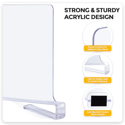JOY DECOR 8 Pack Acrylic Clear Shelf Dividers for Closets Organizer and Storage Adjustable Vertical Wood Shelf Closet Separators for Clothes,Book,Bags in Bedroom and Kitchen - Image 5