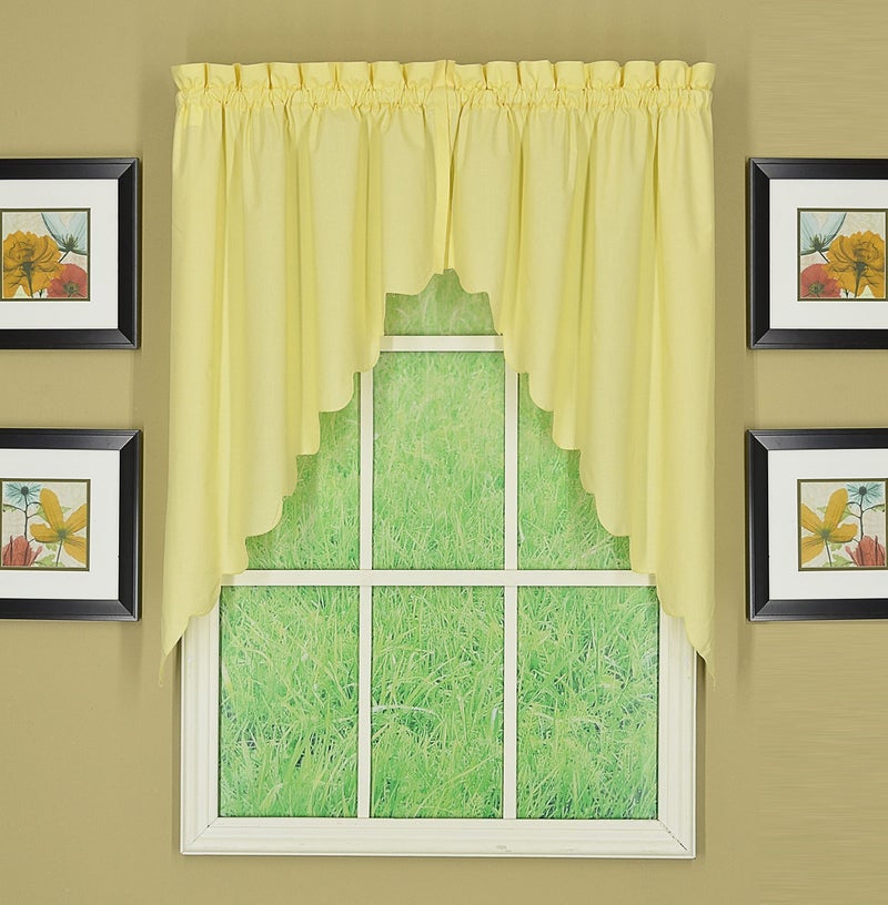 Today's Curtain, Orleans Scallop Curtain, Buttercup 38" Swag Pair, 60" W x 38" L, Buttercup - Image 1