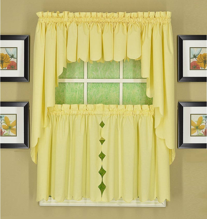 Today's Curtain, Orleans Scallop Curtain, Buttercup 38" Swag Pair, 60" W x 38" L, Buttercup - Image 3