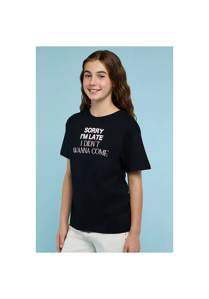 R&b Typography Print T-Shirt with Crew Neck and Short Sleeves