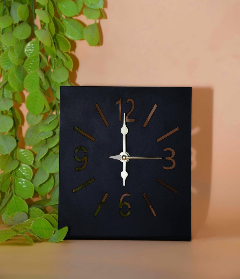 ZENTIMO STORE Modern Desktop Clock Black Face with Gold Hands Minimalist Design Standing DisplayModern Black Table Clock - Image 5