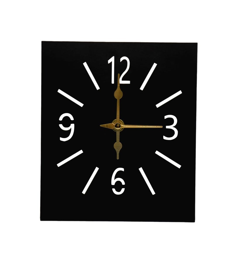 ZENTIMO STORE Modern Desktop Clock Black Face with Gold Hands Minimalist Design Standing DisplayModern Black Table Clock - Image 3