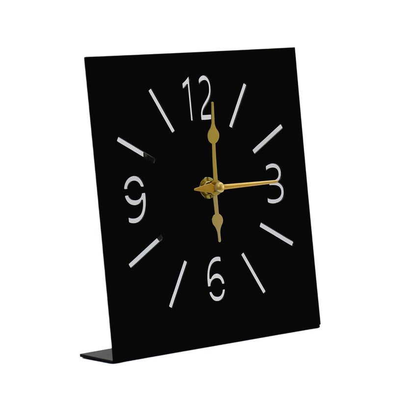 ZENTIMO STORE Modern Desktop Clock Black Face with Gold Hands Minimalist Design Standing DisplayModern Black Table Clock - Image 1