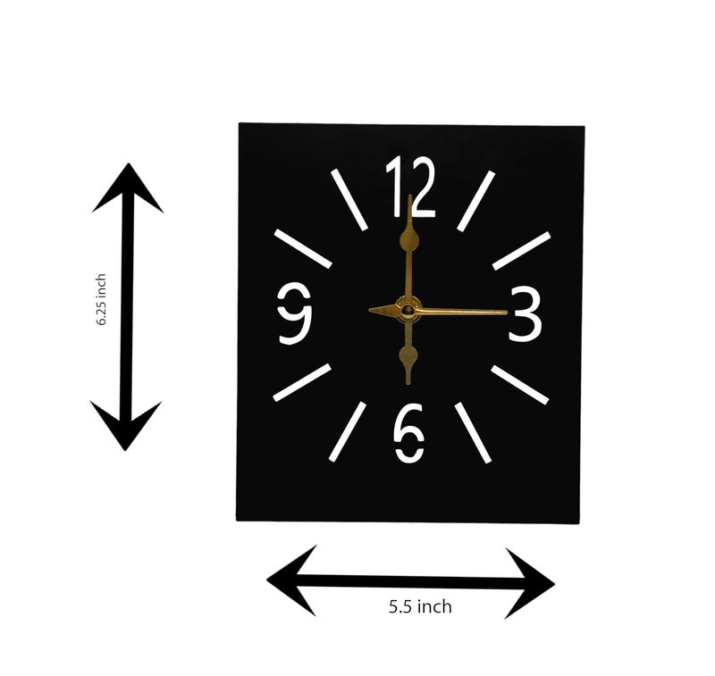 ZENTIMO STORE Modern Desktop Clock Black Face with Gold Hands Minimalist Design Standing DisplayModern Black Table Clock - Image 2