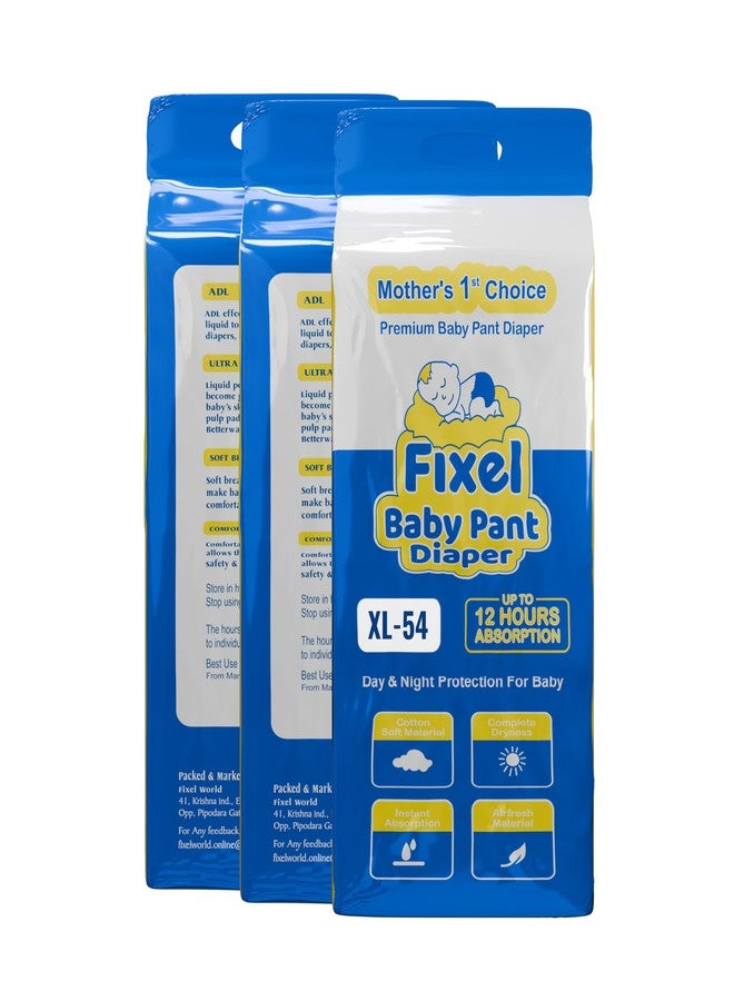FIXEL Baby Diaper Pants Extra Large size, 12-18 kg (Pack of 3) 162 pieces - Image 1
