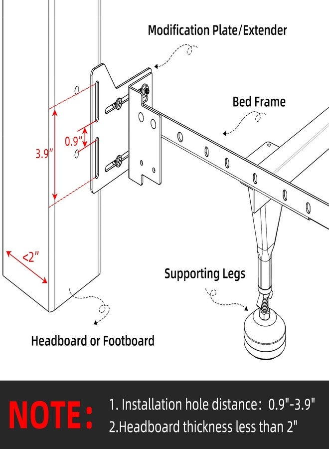 Yuleimy 2 PCS Bed Frame Brackets Adapter for Headboard Extra, Full to Queen Conversion Kit, Heavy Duty Bed Modification Plate, Headboard Attachment for Metal Bed Frame, Headboard Adapter Kit with Hardware - Image 3