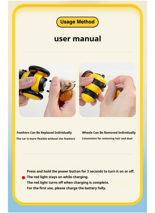 Healife - Interactive USB Rechargeable Cat Toy - Light-Chasing Bee with Colorful Tail, Automatic Obstacle Avoidance & Detachable Feathers - Image 1
