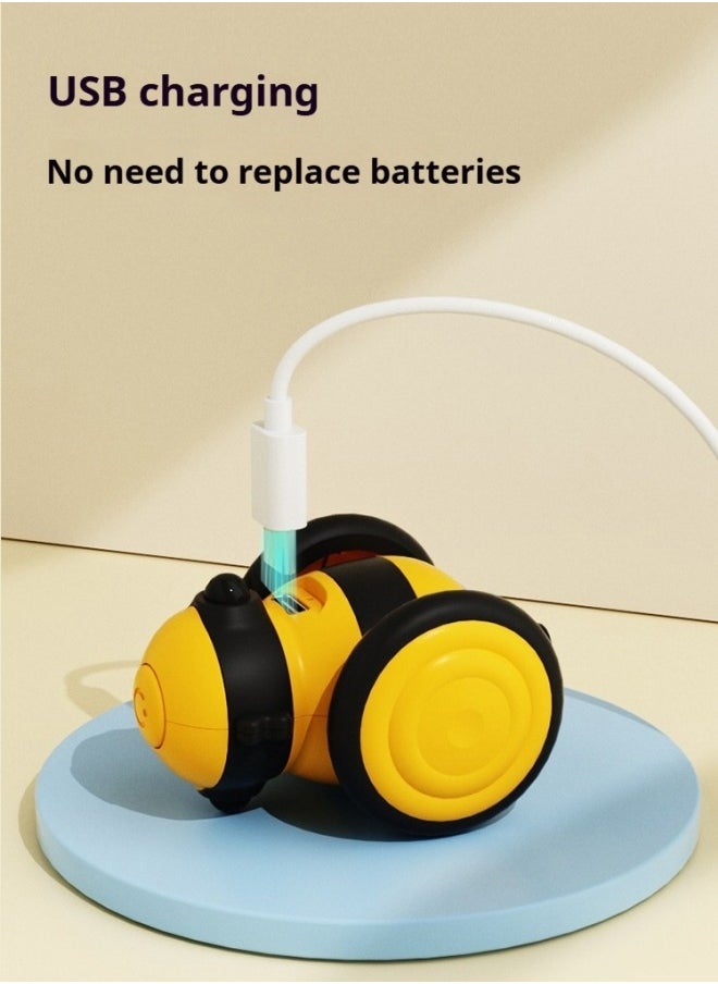 Healife - Interactive USB Rechargeable Cat Toy - Light-Chasing Bee with Colorful Tail, Automatic Obstacle Avoidance & Detachable Feathers - Image 1