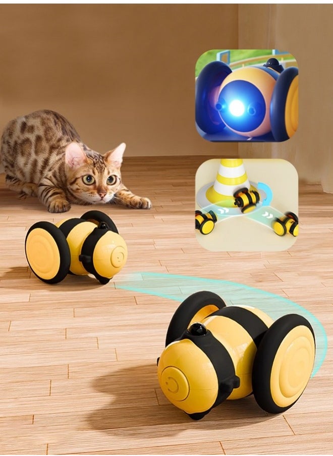 Healife - Interactive USB Rechargeable Cat Toy - Light-Chasing Bee with Colorful Tail, Automatic Obstacle Avoidance & Detachable Feathers - Image 1