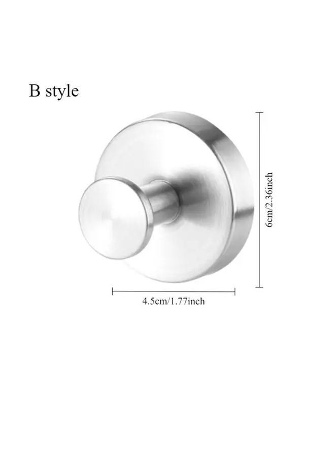 Silvery Suction Cup Hooks For Bathroom Shower Kitchen No Drill Stainless Steel Towel Hanger - Image 1