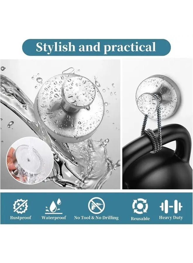 Silvery Suction Cup Hooks For Bathroom Shower Kitchen No Drill Stainless Steel Towel Hanger - Image 5