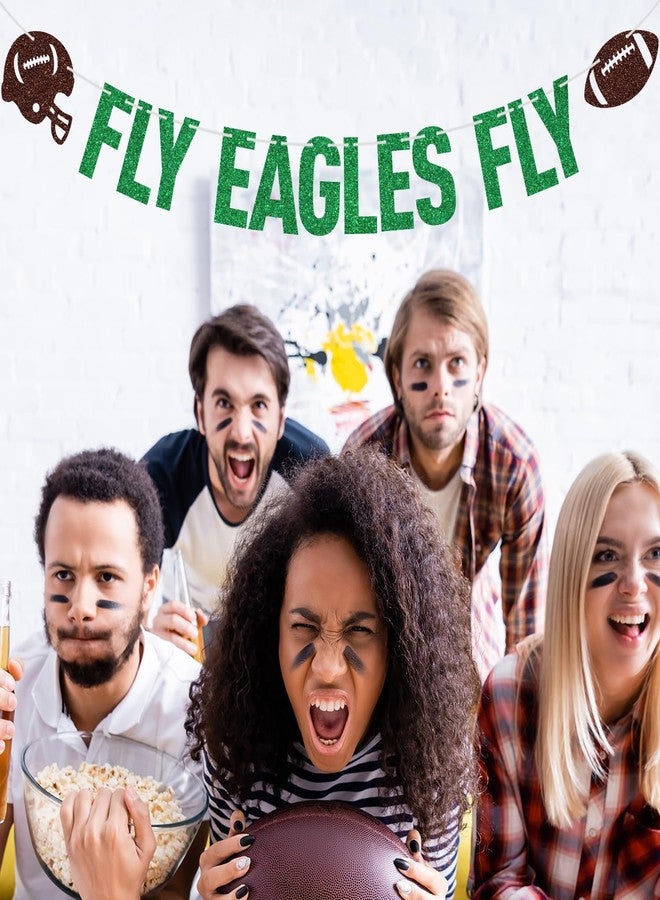 PYBHILK Green Glitter Fly Eagles Fly Banner, Eagles Football Party Decorations Banner, Game Day Sports Themed Party Decorations Supplies - Image 5