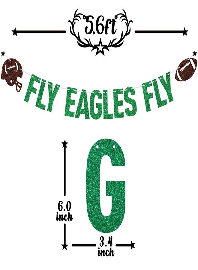 PYBHILK Green Glitter Fly Eagles Fly Banner, Eagles Football Party Decorations Banner, Game Day Sports Themed Party Decorations Supplies - Image 2
