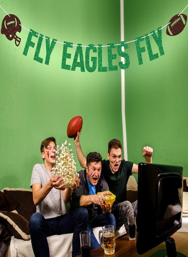 PYBHILK Green Glitter Fly Eagles Fly Banner, Eagles Football Party Decorations Banner, Game Day Sports Themed Party Decorations Supplies - Image 3