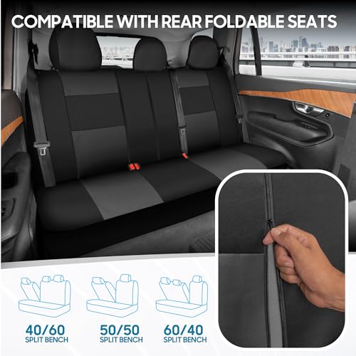 BDK PolyPro Car Seat Covers Full Set in Charcoal on Black – Front and Rear Split Bench for Cars, Easy to Install Cover Set, Accessories Auto Trucks Van SUV - Image 4