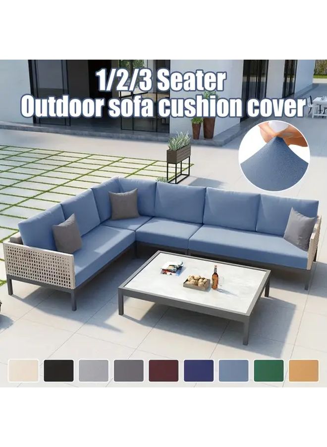 Elastic Outdoor Patio Cushion Cover Silky Fiber Fabric Three Seater Sofa Replacement Washable Furniture Protector 10 Dark Green - Image 1