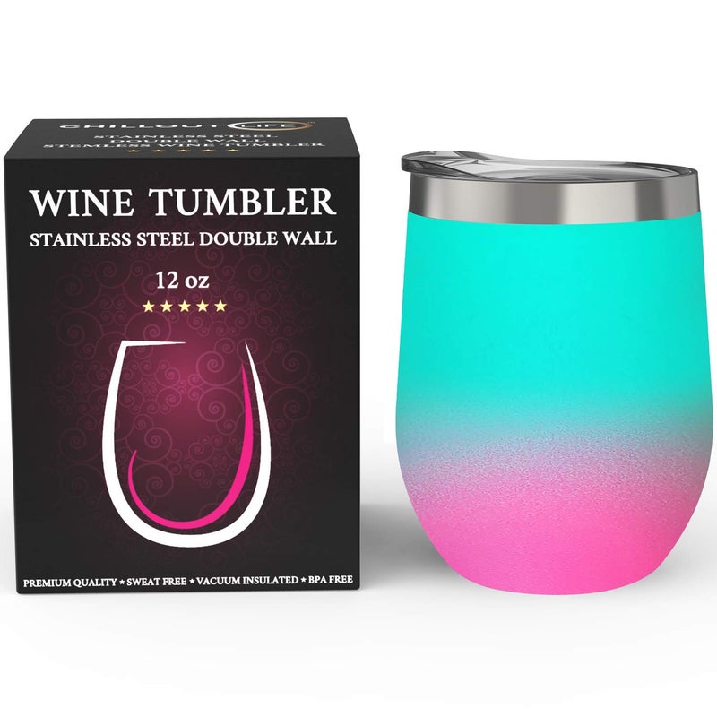 CHILLOUT LIFE 12 oz Stainless Steel Tumbler with Lid - Wine Tumbler Double Wall Vacuum Insulated Travel Tumbler Cup for Coffee  Wine  Cocktails  Ice Cream - Matte Powder Coat Color - Image 2