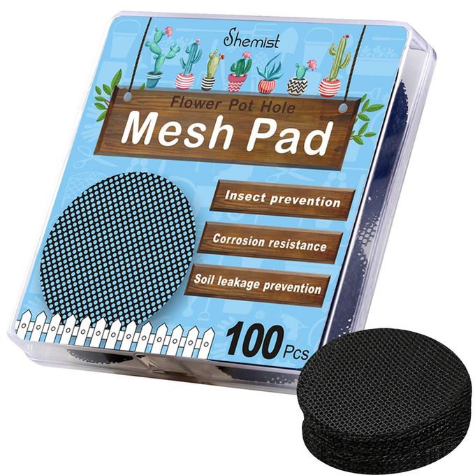 shemist 100PCS Bonsai Pot Bottom Grid Mat Mesh Plant Drainage Screens Gasket Round Drainage Mesh Hole Screens Keep Soil from Flowing Away 2 Inch