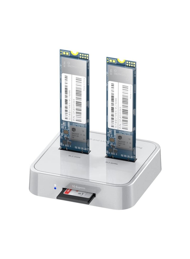 SOLARAE K3016SD NVMe SATA SD 3 Bay SSD Docking Station, 10Gbps M.2 SSD Reader Adapter Enclosure, Compatible SD Express/M.2 NVMe SATA SSD. (Not Support Clone) - Image 1
