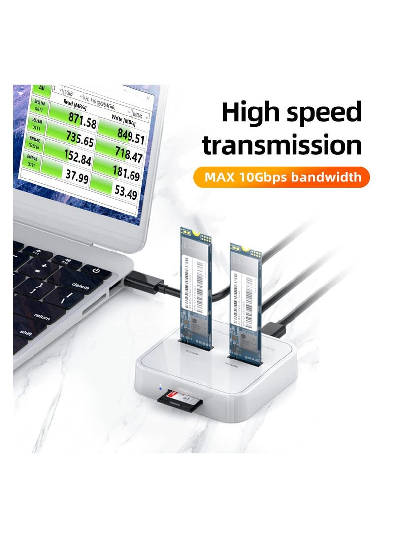 SOLARAE K3016SD NVMe SATA SD 3 Bay SSD Docking Station, 10Gbps M.2 SSD Reader Adapter Enclosure, Compatible SD Express/M.2 NVMe SATA SSD. (Not Support Clone) - Image 4