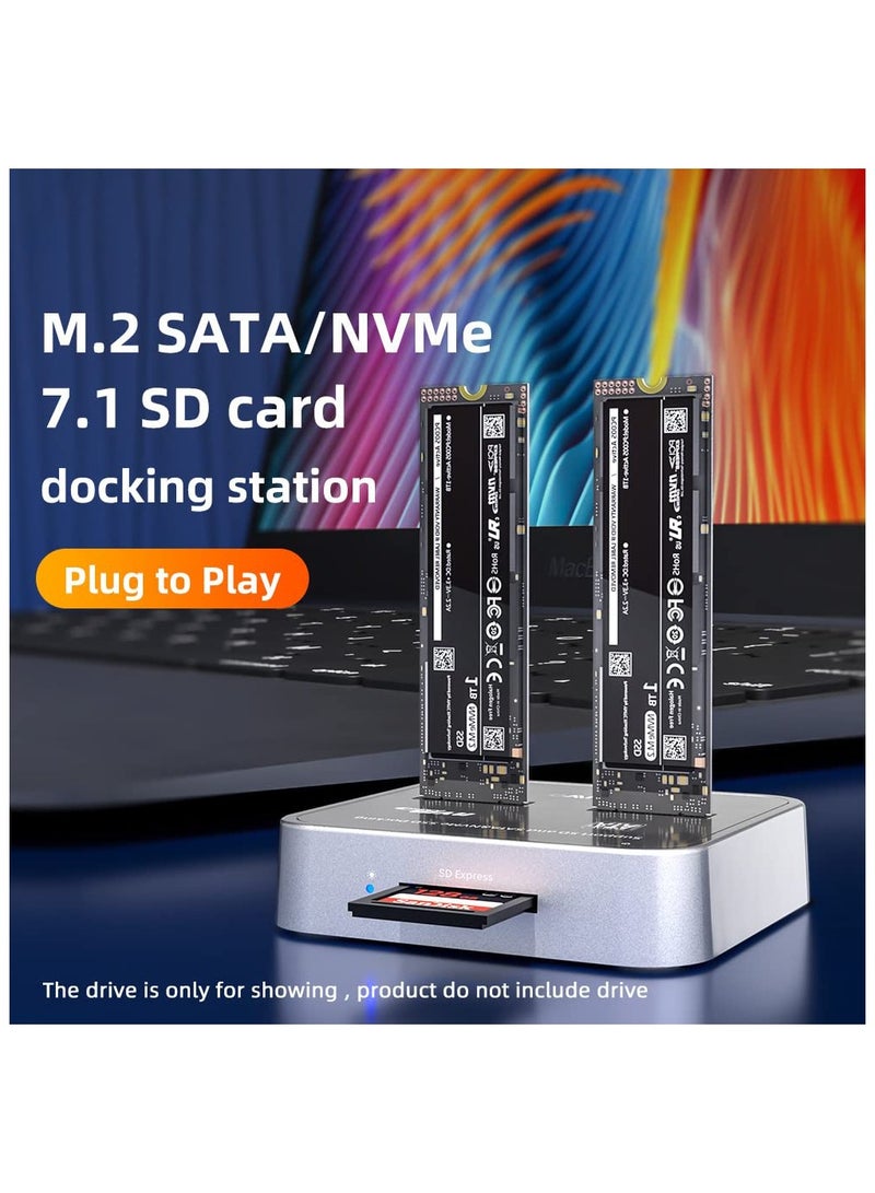 SOLARAE K3016SD NVMe SATA SD 3 Bay SSD Docking Station, 10Gbps M.2 SSD Reader Adapter Enclosure, Compatible SD Express/M.2 NVMe SATA SSD. (Not Support Clone) - Image 3