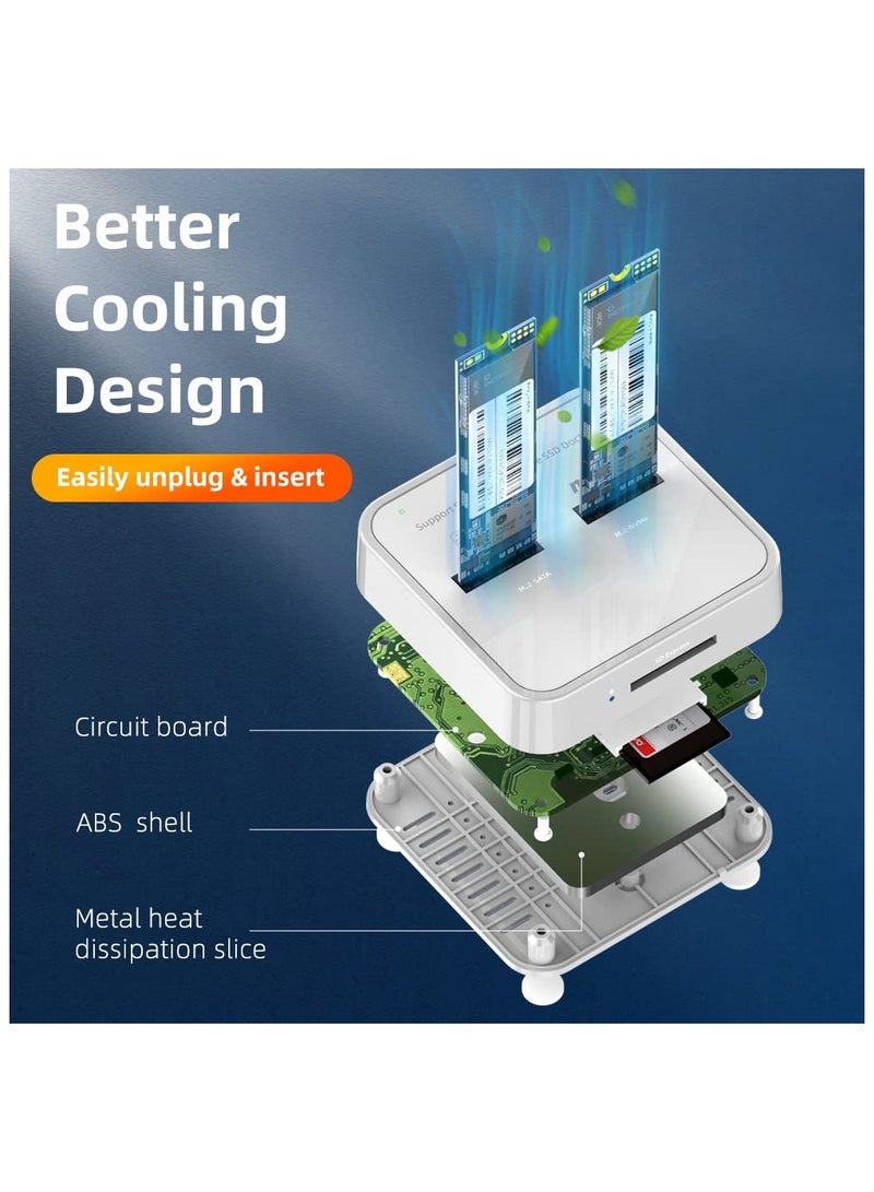 SOLARAE K3016SD NVMe SATA SD 3 Bay SSD Docking Station, 10Gbps M.2 SSD Reader Adapter Enclosure, Compatible SD Express/M.2 NVMe SATA SSD. (Not Support Clone) - Image 5