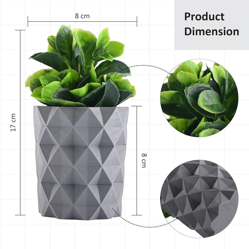 Kuber Industries Kuber Industries 2 Pcs Set Plastic Mini Artificial Plants with Pot Table Top TV Unit Decorative Items for Living Room Faux Plants for Home Decor Office Desk 9001 Diamond Grey  - Image 3