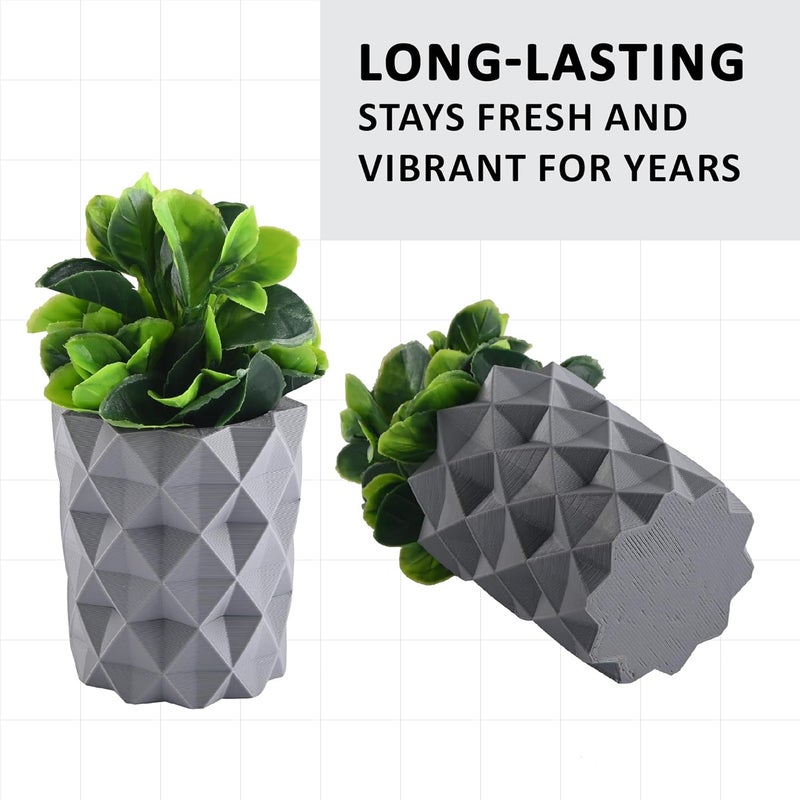 Kuber Industries Kuber Industries 2 Pcs Set Plastic Mini Artificial Plants with Pot Table Top TV Unit Decorative Items for Living Room Faux Plants for Home Decor Office Desk 9001 Diamond Grey  - Image 4