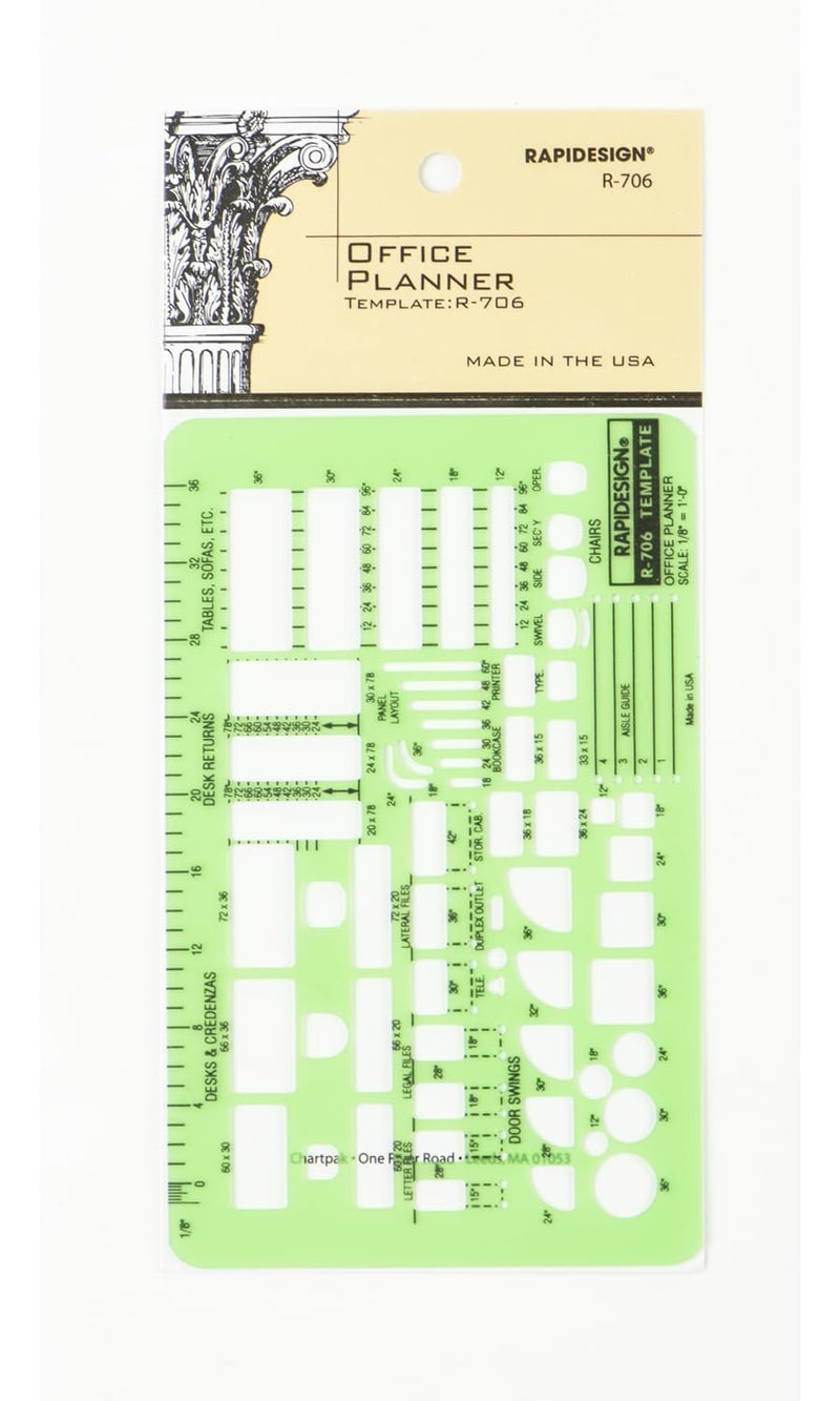 RAPIDESIGN قالب مخطط المكتب رابديساين، مقياس 1/8 بوصة، 1 قطعة (R706) - Image 5