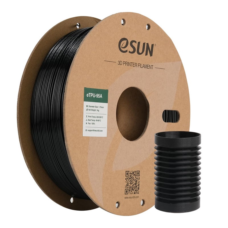 eSUN TPU 95A Filament 1.75mm, Flexible 3D Printer Filament TPU, Dimensional Accuracy +/- 0.05mm, 1KG Spool (2.2 LBS) 3D Printing Filament for 3D Printers, Black - Image 1