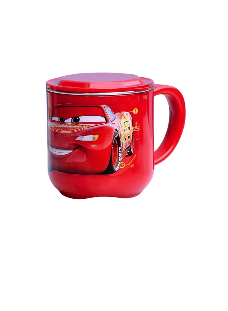 ديزني كوب لايتنينج ماكوين للأطفال – طبقة مزدوجة من الفولاذ المقاوم للصدأ مع غطاء محكم الغلق - Image 1