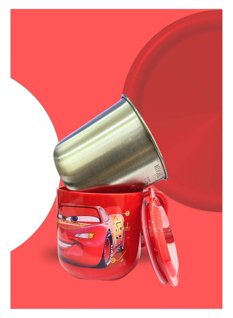 ديزني كوب لايتنينج ماكوين للأطفال – طبقة مزدوجة من الفولاذ المقاوم للصدأ مع غطاء محكم الغلق - Image 2