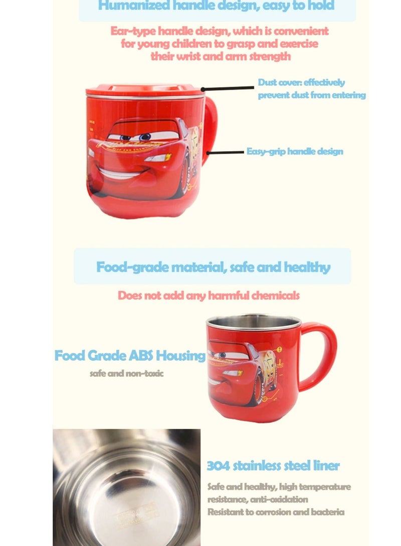 ديزني كوب لايتنينج ماكوين للأطفال – طبقة مزدوجة من الفولاذ المقاوم للصدأ مع غطاء محكم الغلق - Image 3
