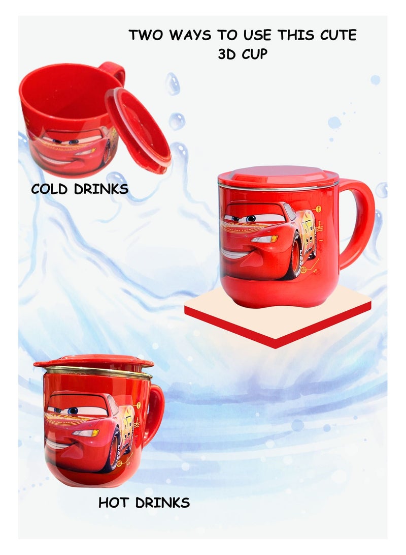 ديزني كوب لايتنينج ماكوين للأطفال – طبقة مزدوجة من الفولاذ المقاوم للصدأ مع غطاء محكم الغلق - Image 4