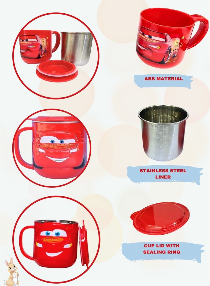 ديزني كوب لايتنينج ماكوين للأطفال – طبقة مزدوجة من الفولاذ المقاوم للصدأ مع غطاء محكم الغلق - Image 5