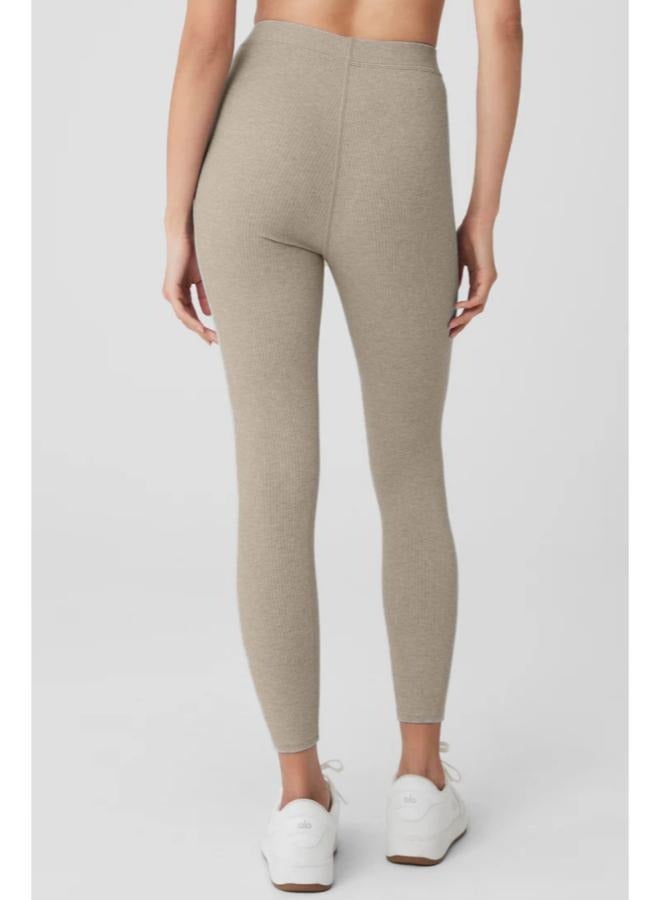 بنطال ضيق مضلع بخصر مطاطي صغير وخصر مرتفع - Image 3