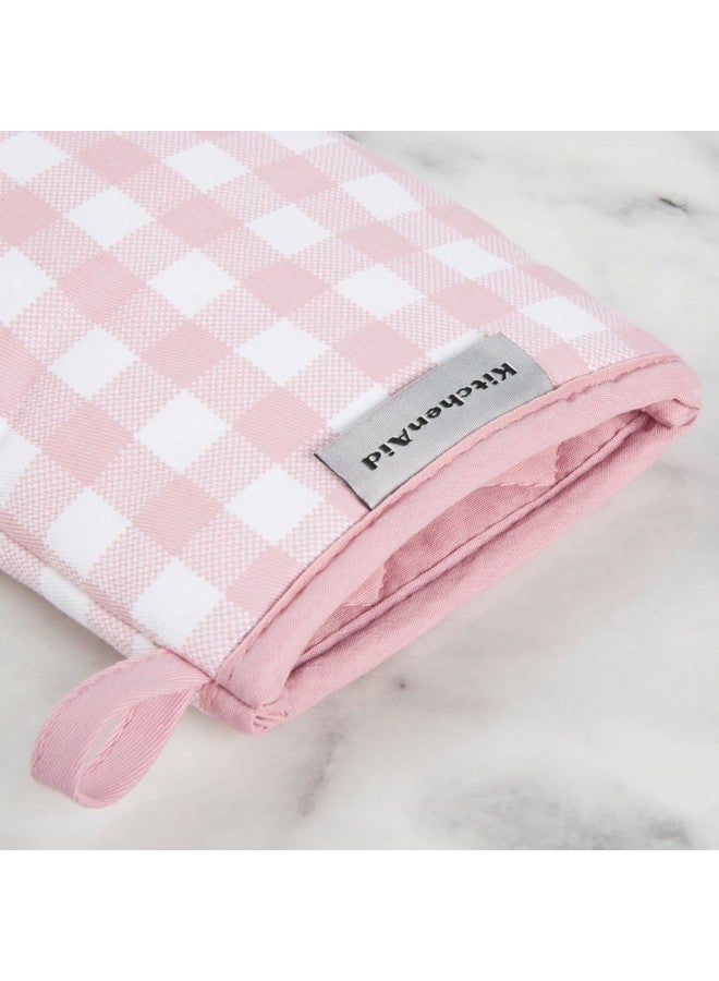 KitchenAid KitchenAid Gingham Mini Oven Mitt 2-Pack Set, Dried Rose, 5.5"x8"  - Image 3