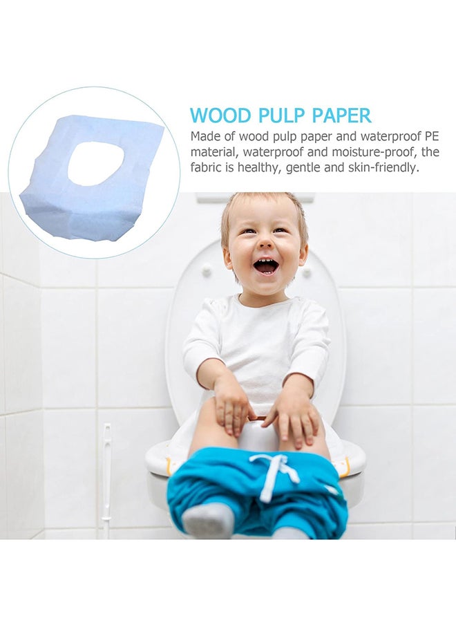 SKY-TOUCH - SKY-TOUCH 100pcs Disposable Toilet Seat Toilet Covers Disposable Toilet Seats Cushion Portable Toilet Disposable Planes for Kids Toilet Cushion Wood Pulp Paper Thicken Toddler Sheet,Blue,100 * 40cm - Image 1