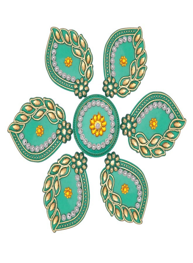 أديتري_كرييشن رانجولي أرضية بتصميم مميز، قابلة لإعادة الاستخدام، دائرية الشكل، مصنوعة من الأكريليك، هدية مثالية لتزيين أرضيات المنزل، مناسبة للديكورات الداخلية، ولأعياد ديوالي ورأس السنة الهندية التقليدية، كهدية تذكارية (المقاس: 7 بوصات، اللون: أخضر). - Image 2