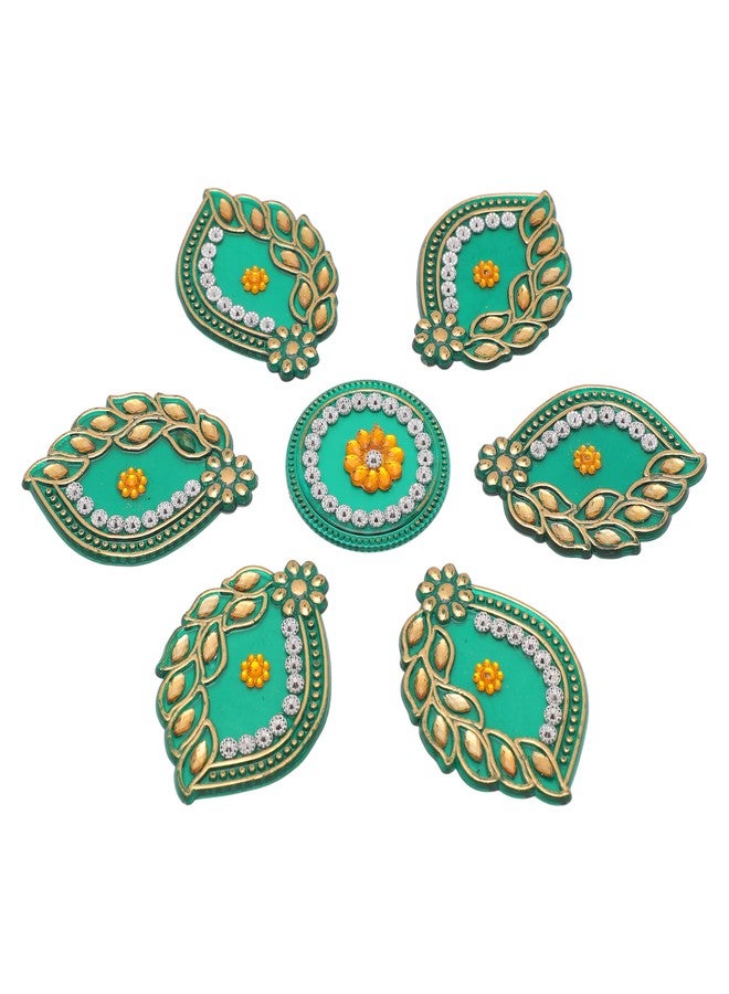 أديتري_كرييشن رانجولي أرضية بتصميم مميز، قابلة لإعادة الاستخدام، دائرية الشكل، مصنوعة من الأكريليك، هدية مثالية لتزيين أرضيات المنزل، مناسبة للديكورات الداخلية، ولأعياد ديوالي ورأس السنة الهندية التقليدية، كهدية تذكارية (المقاس: 7 بوصات، اللون: أخضر). - Image 1