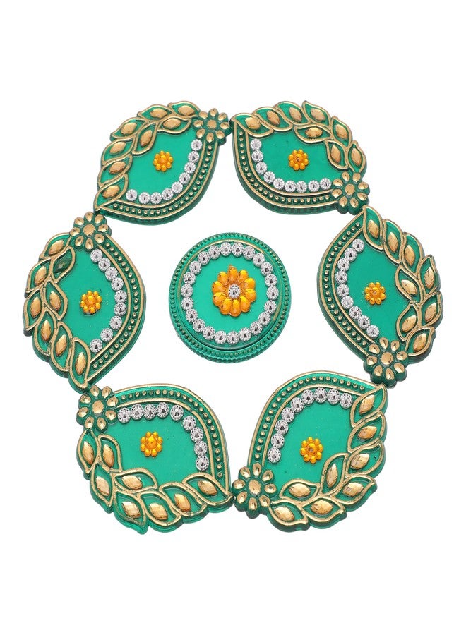 أديتري_كرييشن رانجولي أرضية بتصميم مميز، قابلة لإعادة الاستخدام، دائرية الشكل، مصنوعة من الأكريليك، هدية مثالية لتزيين أرضيات المنزل، مناسبة للديكورات الداخلية، ولأعياد ديوالي ورأس السنة الهندية التقليدية، كهدية تذكارية (المقاس: 7 بوصات، اللون: أخضر). - Image 3