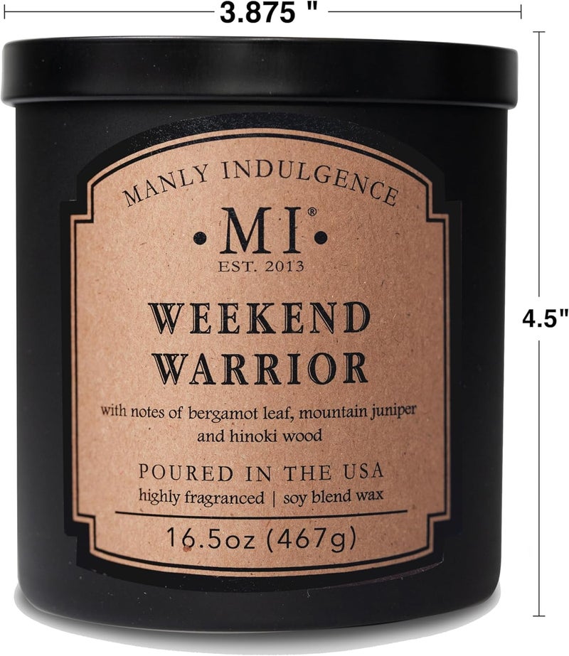 Manly Indulgence Weekend Warrior Scented Jar Candle, 2 Cotton Wicks, Premium Soy Blend White Wax, 60 hr Burn, Matte Black Jar Candle for Home and Men, 16.5 oz - USA Poured - Image 4