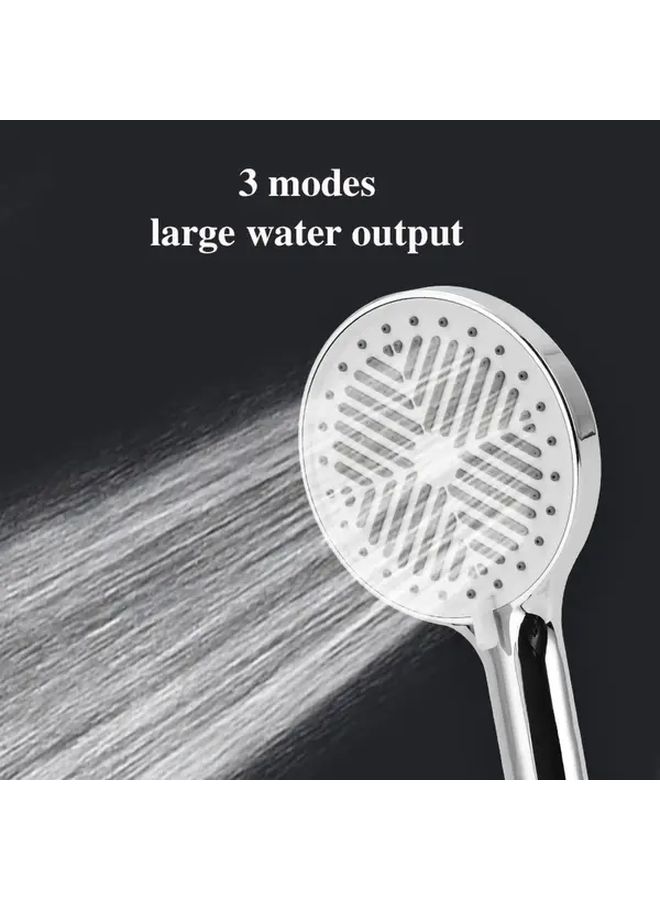 High Pressure Shower Head 3 Modes Large Panel Silvery Handheld Bathroom Accessories - Image 2