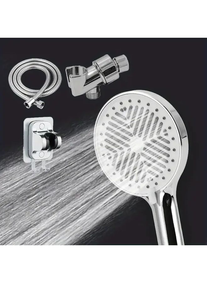 High Pressure Shower Head 3 Modes Large Panel Silvery Handheld Bathroom Accessories - Image 1