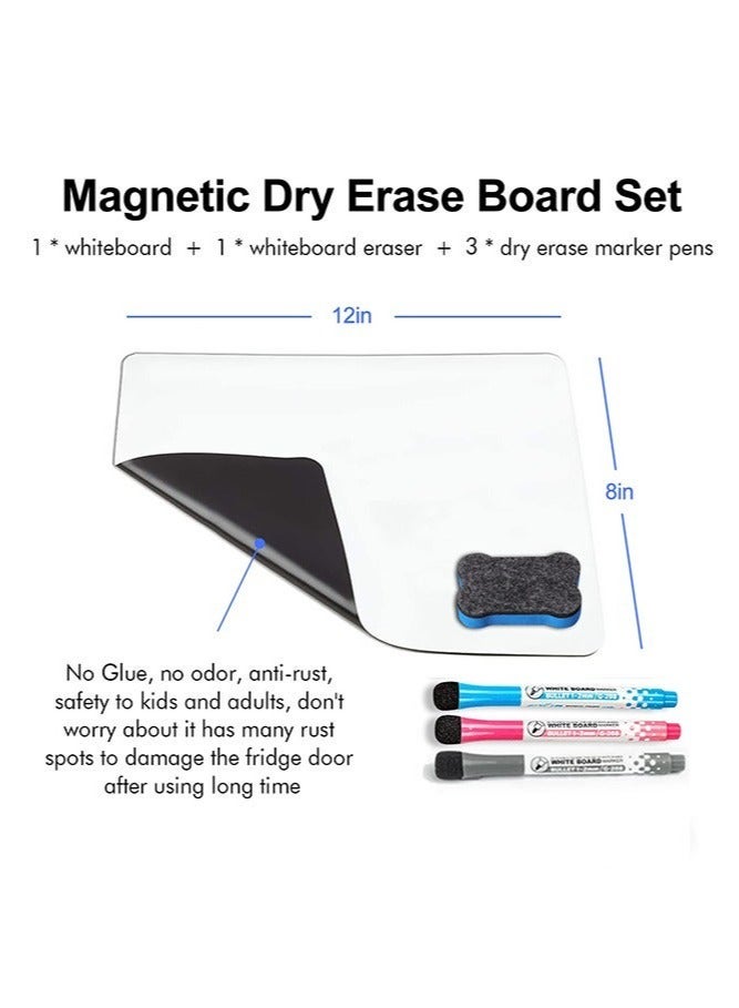 A4 Magnetic Fridge Dry Erase Whiteboard Sheet Self Adhesive with 3 Markers and 1 Board Eraser, Rounded Corner Family Message Board Office Memo, 21*30cm for Home Kitchen Fridge and Office Notice Board - Image 3